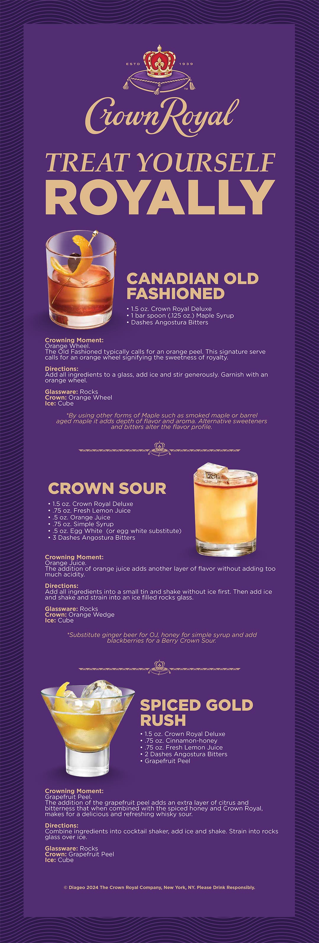 Fall-themed cocktail recipe guide titled 'Bring home the flavors of fall', featuring ingredients and instructions for a Captain Morgan Hot Toddy, Don Julio Paloma, Ketel One Espresso Martini, and Don Julio Classic Margarita.